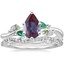 Platinum Arden Diamond Ring with Lab Emerald Accents with Luxe Winding Willow Diamond Ring (1/4 ct. tw.)