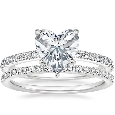 18K White Gold Petite Demi Diamond Ring with Ballad Diamond Ring