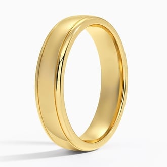 Beveled Edge High Polish with Grooves 5mm Wedding Ring