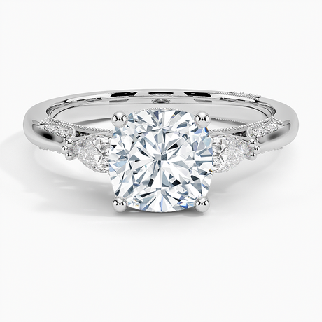 Three Stone Milgrain Pavé Diamond Setting