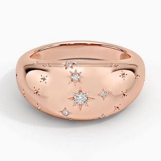 Cancer Zodiac Constellation Diamond Dome Ring