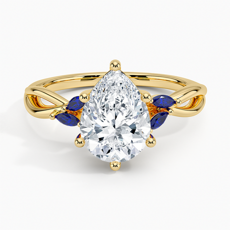 18K Yellow Gold Willow Ring With Sapphire Accents