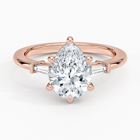 14K Rose Gold Symphony Tapered Baguette Three Stone Diamond Ring (1/5 ct. tw.)