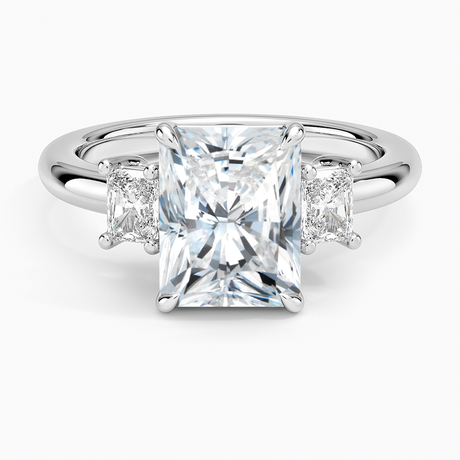 18K White Gold Helena Radiant-Cut Three Stone Diamond Ring (3/8 ct. tw.)