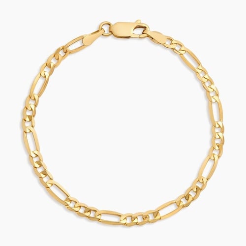 Ari 8.5 in. Beveled Figaro Chain Bracelet in 14K Yellow Gold