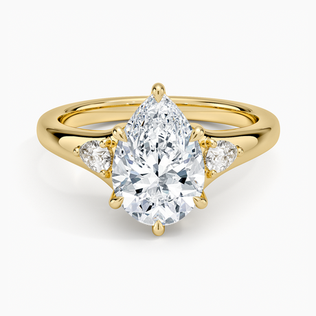 18K Yellow Gold Aria Three Stone Signet Diamond Ring (1/4 ct. tw.)
