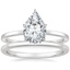 Platinum Secret Halo Six-Prong Diamond Ring with Petite Comfort Fit Wedding Ring