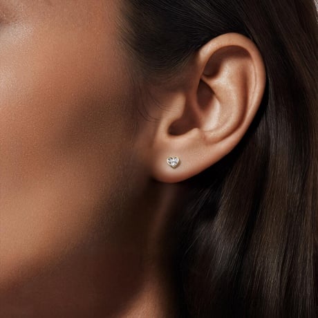 Heart Shaped Lab Diamond Bezel Stud Earrings