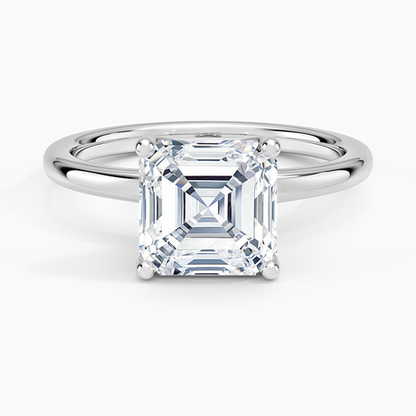 18K White Gold Fleur Solitaire Ring