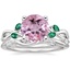 18K White Gold Willow Ring With Lab Emerald Accents with Winding Willow Diamond Ring (1/8 ct. tw.)