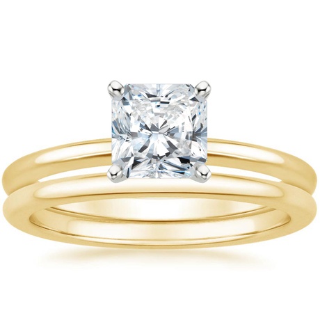 18K Yellow Gold Four-Prong Petite Comfort Fit Bridal Set