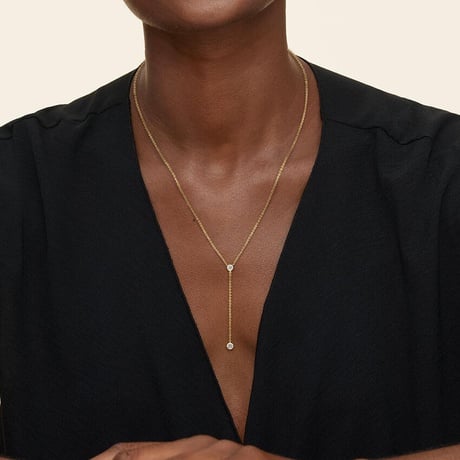 Lab Diamond Bezel Lariat Necklace (1/5 ct. tw.)