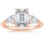 14K Rose Gold Luxe Opera Three Stone Diamond Ring, smalltop view