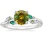 18K White Gold Arden Diamond Ring with Lab Emerald Accents, smalltop view