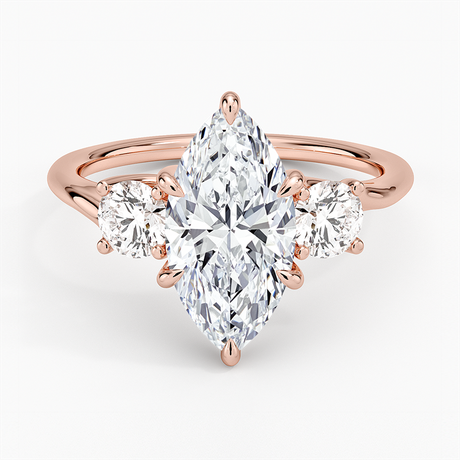 14K Rose Gold Luxe Delilah Three Stone Diamond Ring