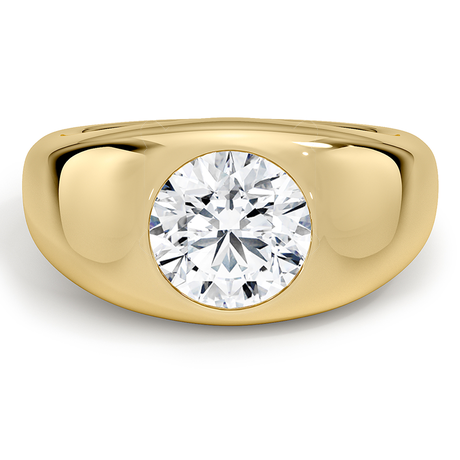 Flush Set Solitaire Diamond Dome Ring