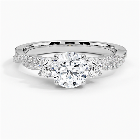 Luxe Three Stone Petite Twisted Vine Diamond Ring