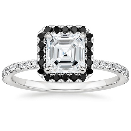 18K White Gold Waverly Diamond Ring with Black Diamond Accents with Luxe Ballad Diamond Ring