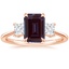 14K Rose Gold Princess Cut Three Stone Diamond Ring, smalltop view