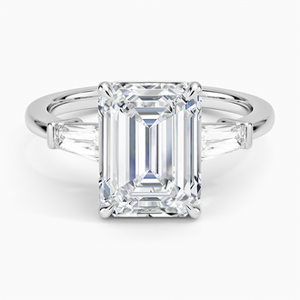 Symphony Tapered Baguette Three Stone with 3ct Emerald Certified Lab Diamond