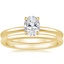 18K Yellow Gold Petite Elodie Ring with Petite Comfort Fit Wedding Ring