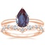 14K Rose Gold Freesia Ring with Curved Versailles Diamond Ring
