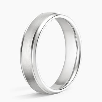 Beveled Edge Matte Wedding Ring with Grooves