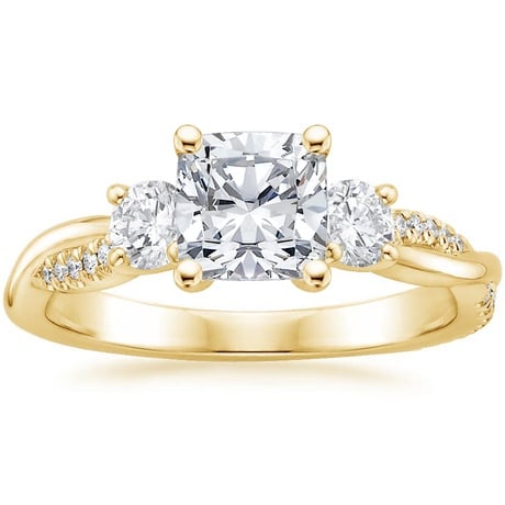 18K Yellow Gold Three Stone Petite Twisted Vine Diamond Bridal Set (1/2 ct. tw.)