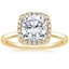 18K Yellow Gold Vienna Halo Diamond Ring, smalltop view