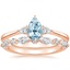 14KR Aquamarine Aria Diamond Ring (1/10 ct. tw.) with Versailles Diamond Ring (3/8 ct. tw.), smalltop view