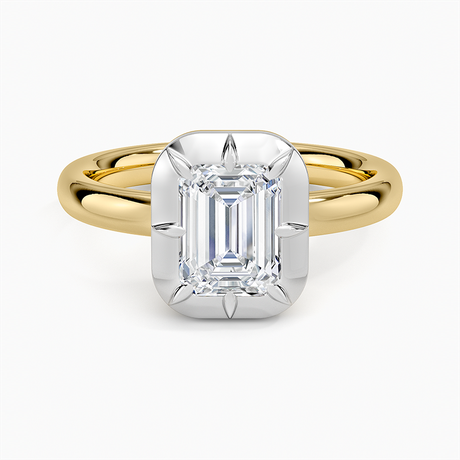 18K Yellow Gold Harper Mixed Metal Solitaire Ring