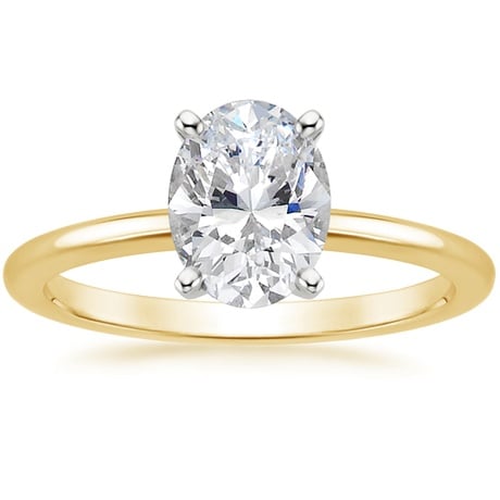 18K Yellow Gold Four-Prong Petite Comfort Fit Ring with Whisper Eternity Diamond Ring
