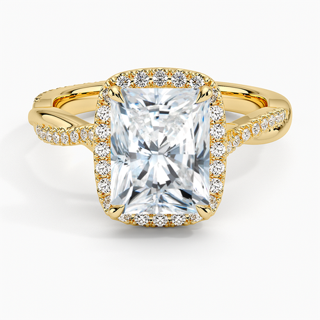 18K Yellow Gold Petite Twisted Vine Halo Diamond Ring (1/4 ct. tw.)