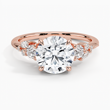 14K Rose Gold Camellia Three Stone Diamond Ring (1/3 ct. tw.)