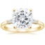 18K Yellow Gold Tapered Baguette Three Stone Diamond Ring, smalltop view