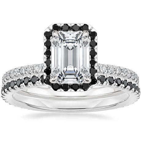 18K White Gold Waverly Diamond Ring with Black Diamond Accents with Luxe Ballad Black Diamond Ring