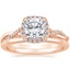 14K Rose Gold Petite Twisted Vine Halo Diamond Ring (1/4 ct. tw.) with Petite Comfort Fit Wedding Ring