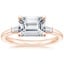 14K Rose Gold East West Tapered Baguette Diamond Ring, smalltop view