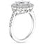 18K White Gold Rosa Halo Diamond Ring, smallside view