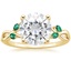 18K Yellow Gold Willow Ring With Lab Emerald Accents, smalltop view