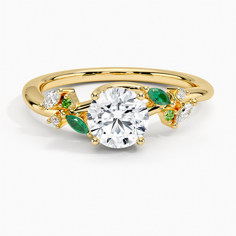 Arden Diamond Ring with Lab Emerald Accents - Brilliant Earth