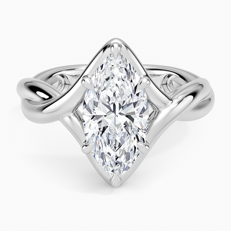 18K White Gold Remy Twisted Bezel Solitaire Diamond Ring
