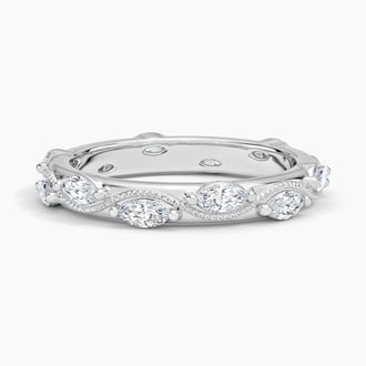 Camellia Milgrain Marquise Diamond Ring (3/4 ct. tw.) in 14K White Gold