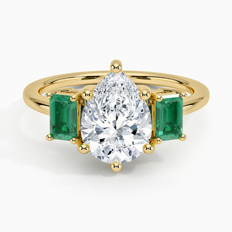 Luxe Rhiannon Three Stone Lab Emerald Ring