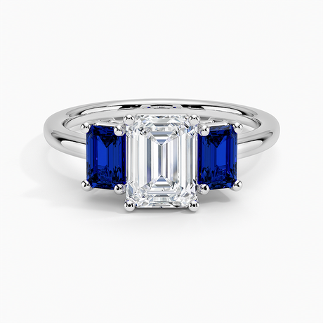 Three Stone Engagement Ring with Sapphire Side Stones