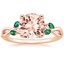 14K Rose Gold Willow Ring With Lab Emerald Accents, smalltop view