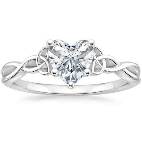 18K White Gold Entwined Celtic Love Knot Ring with Celtic Knot Diamond Ring
