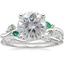18K White Gold Arden Diamond Ring with Lab Emerald Accents with Winding Willow Diamond Ring