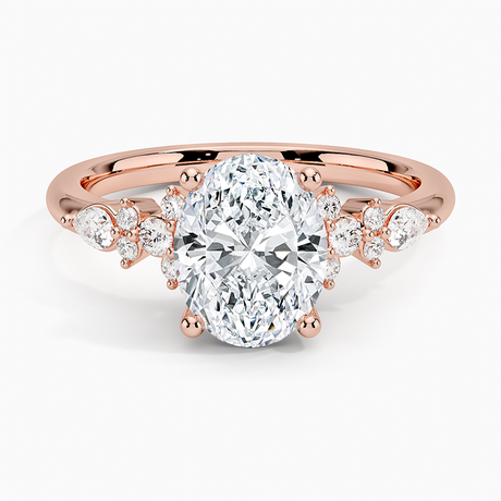 14K Rose Gold Rosette Diamond Ring