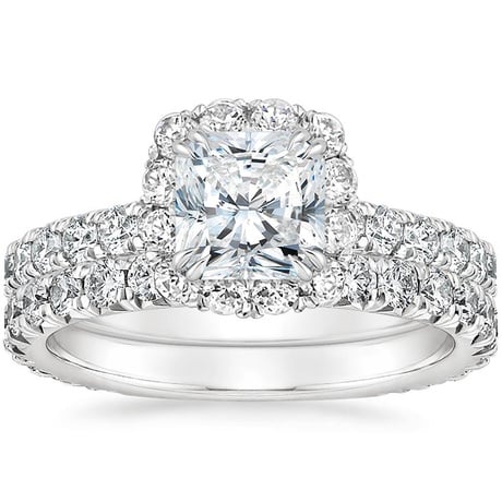 18K White Gold Luxe Sienna Halo Diamond Bridal Set (1 3/8 ct. tw.)